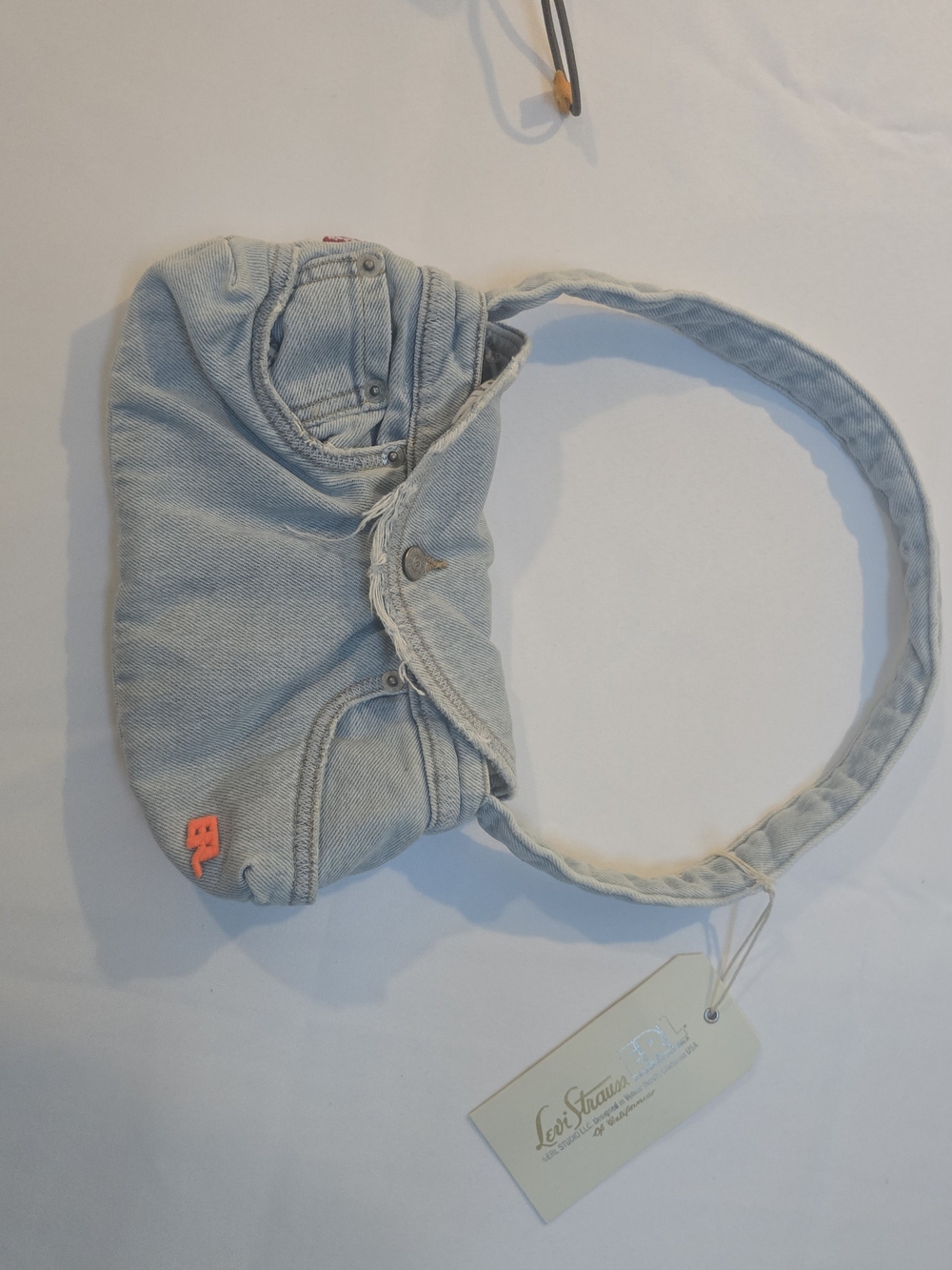 Levi's Light Blue Denim Crossbody Bag with Orange Logo Detail